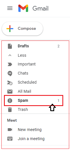  where is spam email folder in Gmail? 